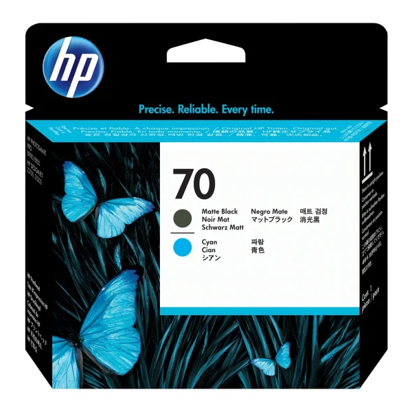 Cabezal HP 70 (C9404A) Matte Black & Cyan 1,200 paginas
